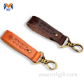 Leather keychain strap with coordinates